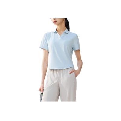 Bequemes Einfaches Einfarbiges Slim-Fit Sport-Poloshirt Damen Tops Dream-Shadow-Blue 962527109-2