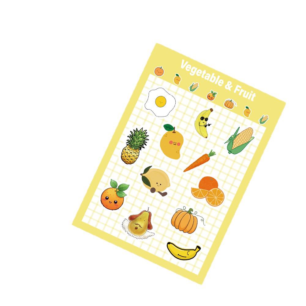 Fruit & Veggie Smiley Face Reward Stickers: Pineapple, Banana, Watermelon, Corn, Grape (4 Sheets)
