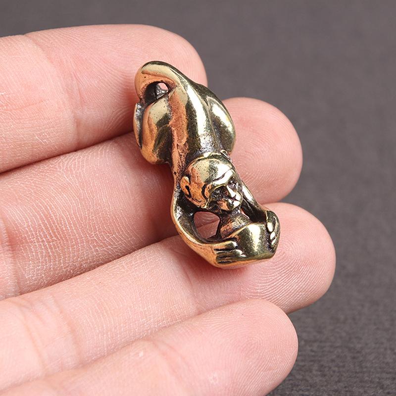 Messing Vintage Gjøre Gammel Ape Holder Gullbarrer Penger Jinbao Nøkkelring Anheng Zodiak Ape Overføringsanheng
