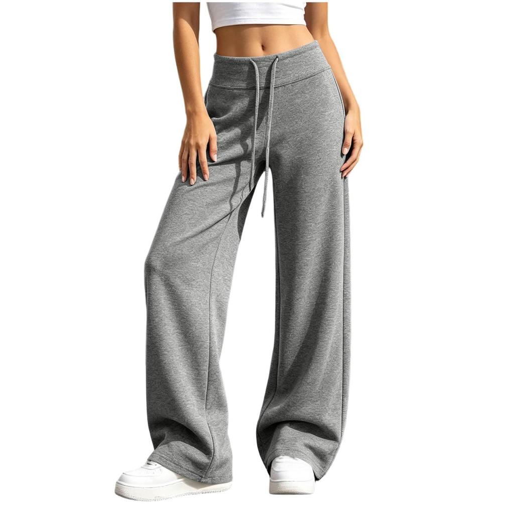 Women's Casual High Waist Wide Leg Stretchy Sweatpants with Pockets for Workout and
