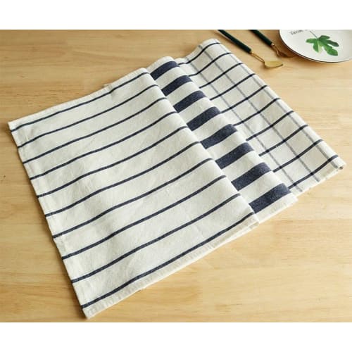 100% Cotton Placemats, Stylish, Scandinavian, Western-Style, Restaurant-Style, Non-Slip, Friction-Resistant, Gorgeous Blue Gingham Stripe Pattern, Mac