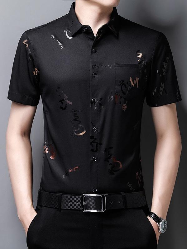 Men's Summer Floral Ice Silk Half-Sleeve Non-Iron Shirt
