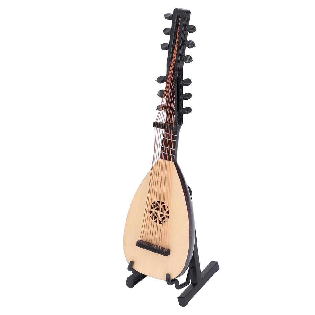 Mini Lute Pipa Model Unique Small Decor Miniature Ornament Musical Instrument Wooden Photo Prop