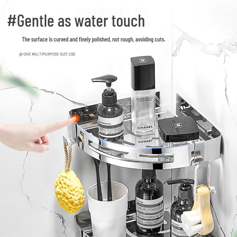 Zesílená rohová koupelnová polička z nerezové oceli 304