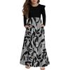 Girls' Tiered Ruffle Dress - Long Sleeve Printed Maxi With Pockets