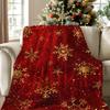 Cozy Vintage Christmas Blanket with Golden Snowflakes - Soft, Warm Flannel Throw for Naps, Camping, Travel & Home Decor