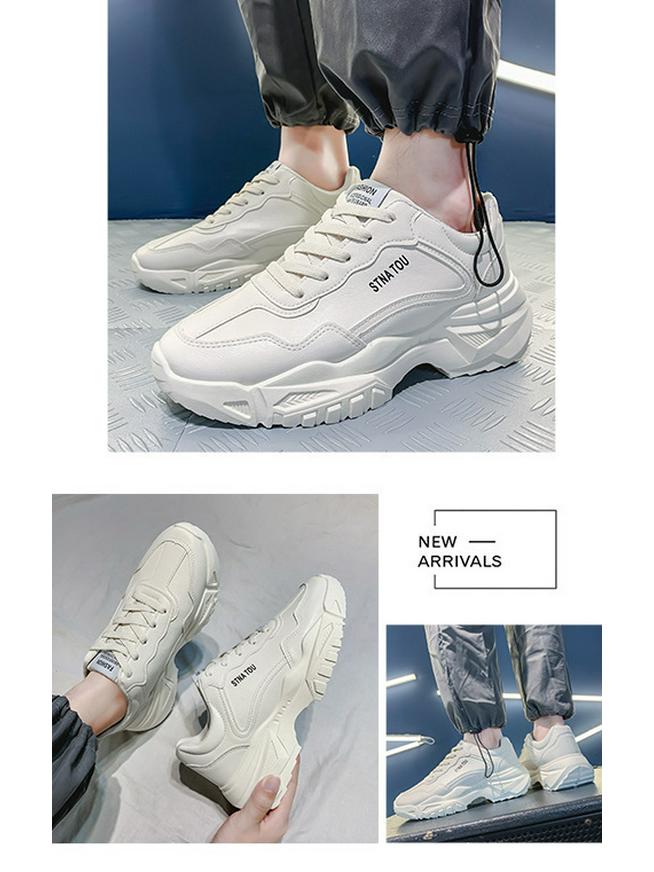 Men's 2025 Summer White Breathable Korean-Style Height-Increasing Casual Sports Dad Shoes
