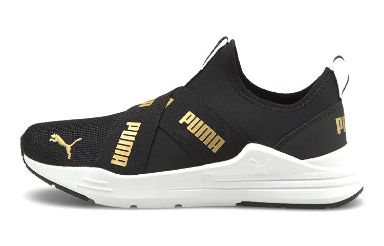 Puma Wired Run Slip-On Big Kid Black Team Gold 36