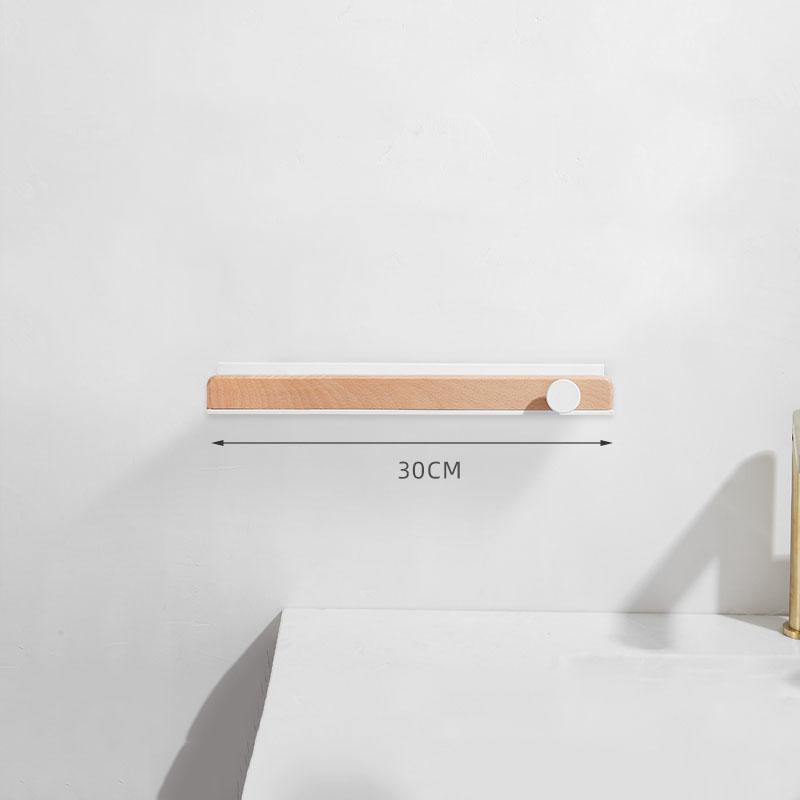 White Aluminum Bathroom Shelf Solid Wood Shower Storage Shelf Wall-mounted Toilet Shower Holder Rack Bathroom Accessories