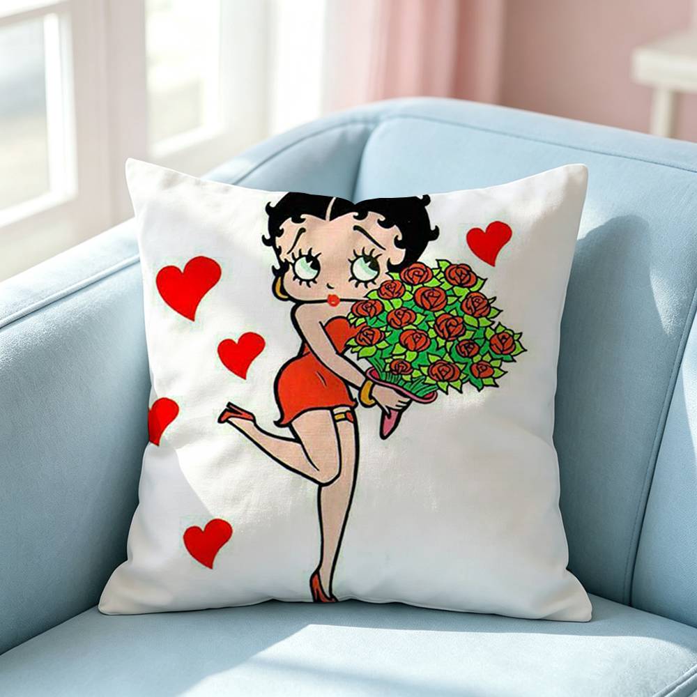 Hot Cartoon BBetty Boop Pillow Case Square DoubleSided Sofa Cushion Cover Bedroom Bedside Pillow