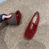 Fashion Buckle Fashion Flock Ladies Mary Janes Flats Shoes Female Square Toe Footwear Shallow Women Flats Slip On Shoes Lady