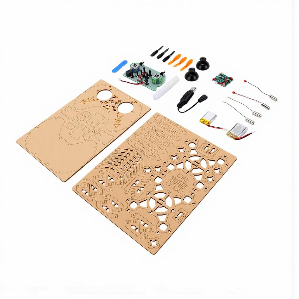 DIY Wooden Drone Model Kit Remote Control Aircraft Training RC Quadcopter Beginner Friendly Flying Toys Assembled Kit