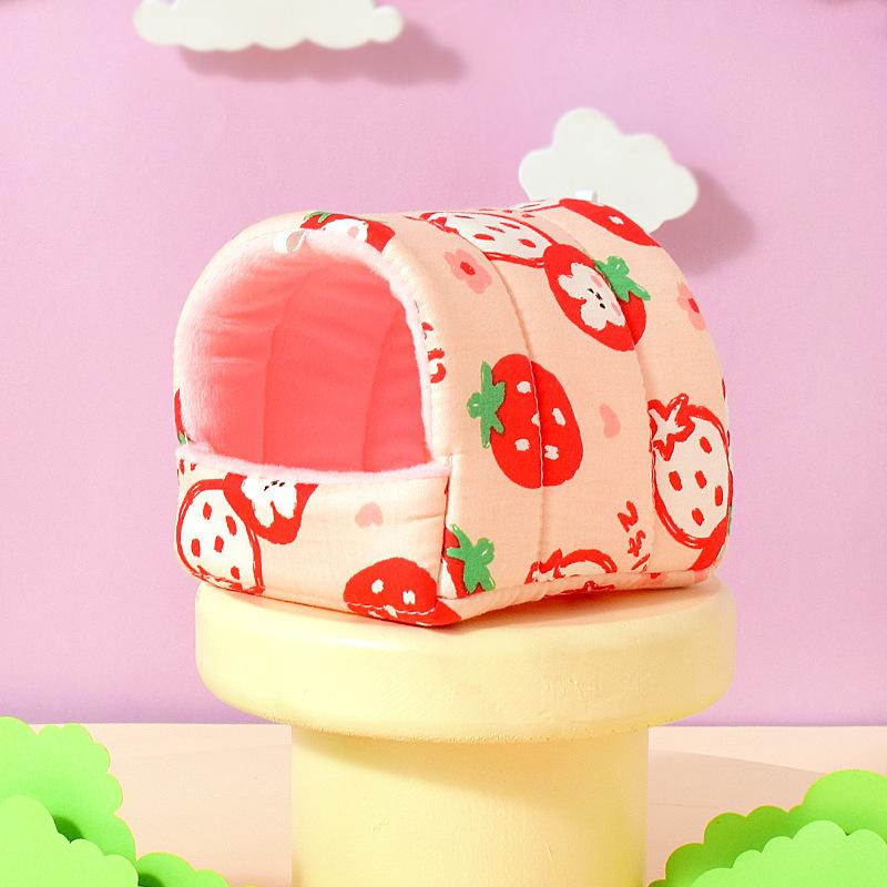 Cute Cartoon Rabbit Squirrel Mini Cage Guinea Pig Nest Small Animal Mice Rat Pet Sleeping Bed Hamster House Winter Warm Soft Mat