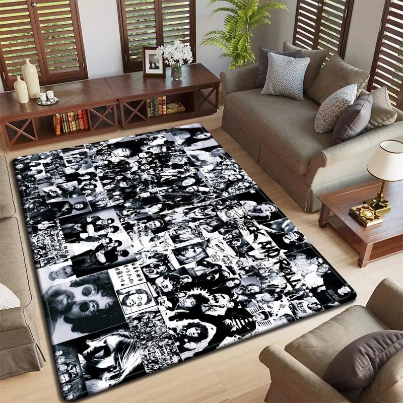 Rock Band Logo Design Floor Mat Anti-slip Rug for Bedroom Living Room Stylish Carpet for Music Lovers Durable Washable Doormat