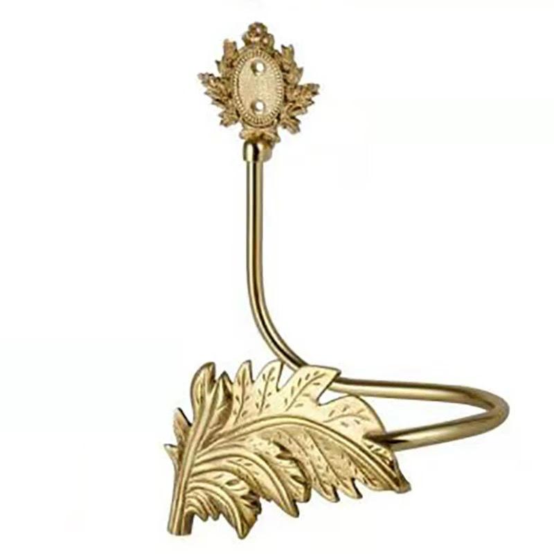 Nordic Light Luxury Brass Leaf Curtain Hook for Bedroom and Living Room Decor