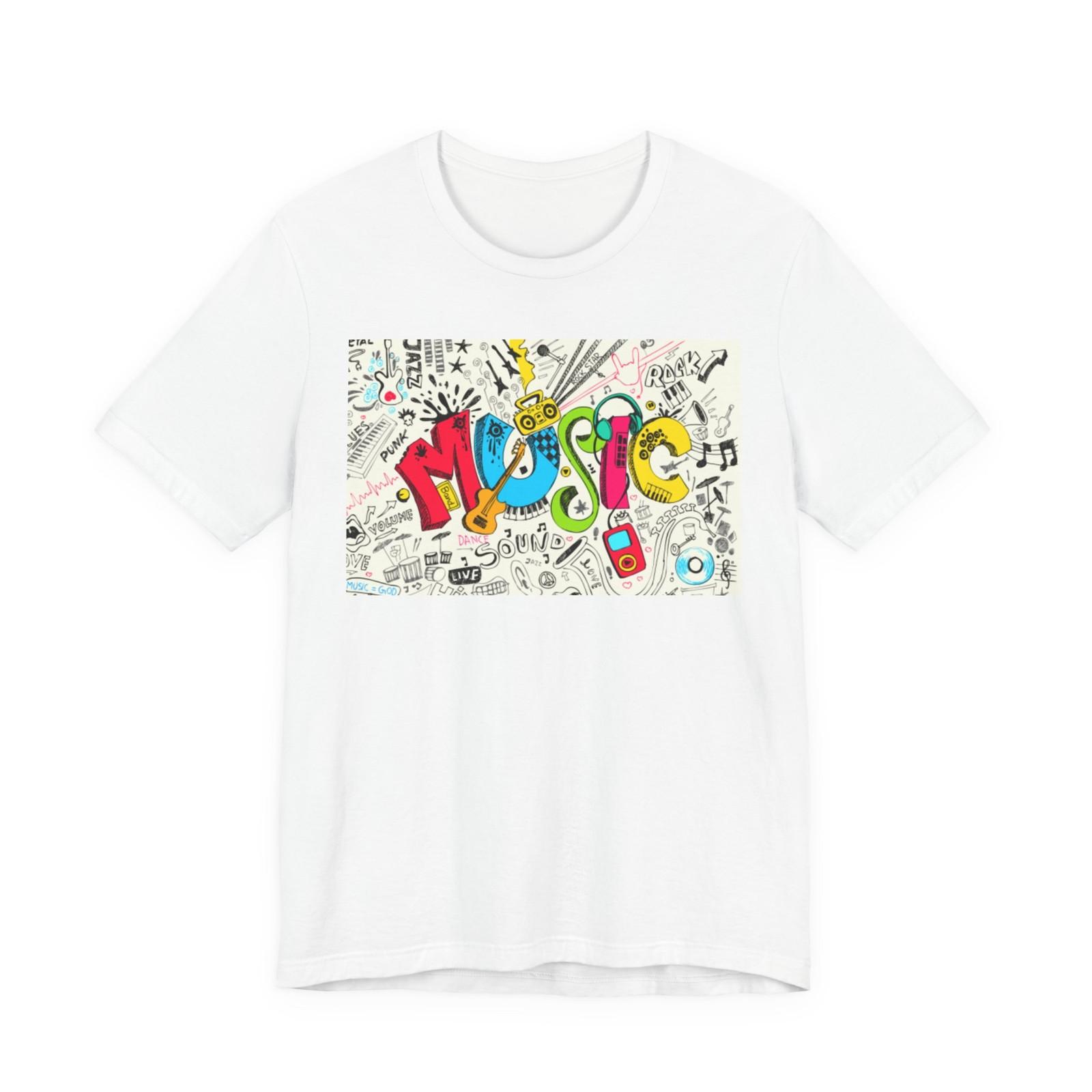 Music Doodle T Shirt Colorful  MUSIC  Graphic Tee for Music Lovers S разноцветный