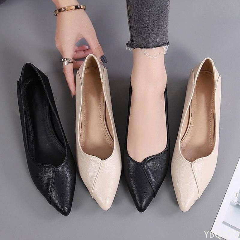 Elegant Minimalist Spring  Autumn New Pointed Toe Single Shoes Fashionable Versatile Thick Heel Shallow Mouth Women's Shoes
