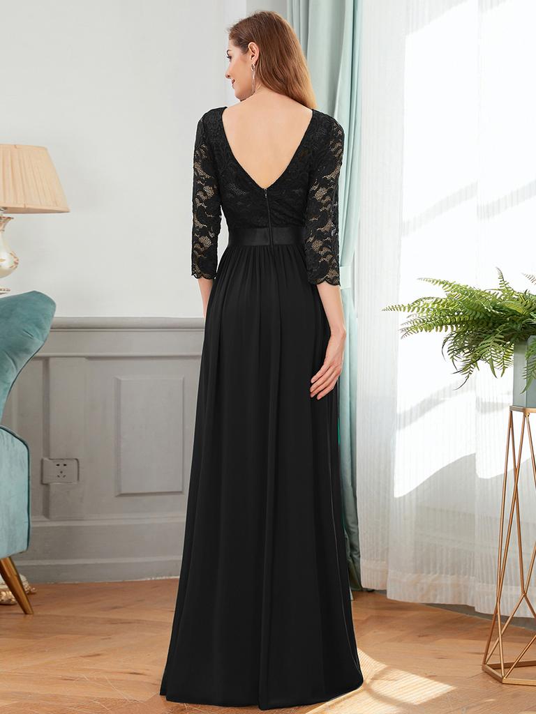 Ever-Pretty Women Plus Size A-Line Empire Waist Maxi Winter Wedding Guest Dresses