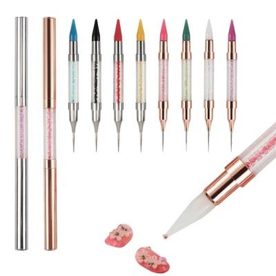 Matita di cera per strass, applicatore di strass per nail art con manico in acrilico, penna a doppia testa per punteggiatura, strumento per la raccolta di strass