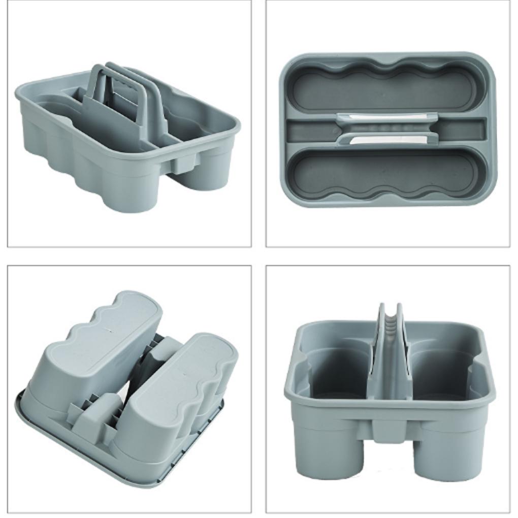 1PC Plastic Cleaning Tool Basket Tote Bucket Cleaning Tool Organizer 3-Compartment Cleaning Tool Carrier Box With Handle