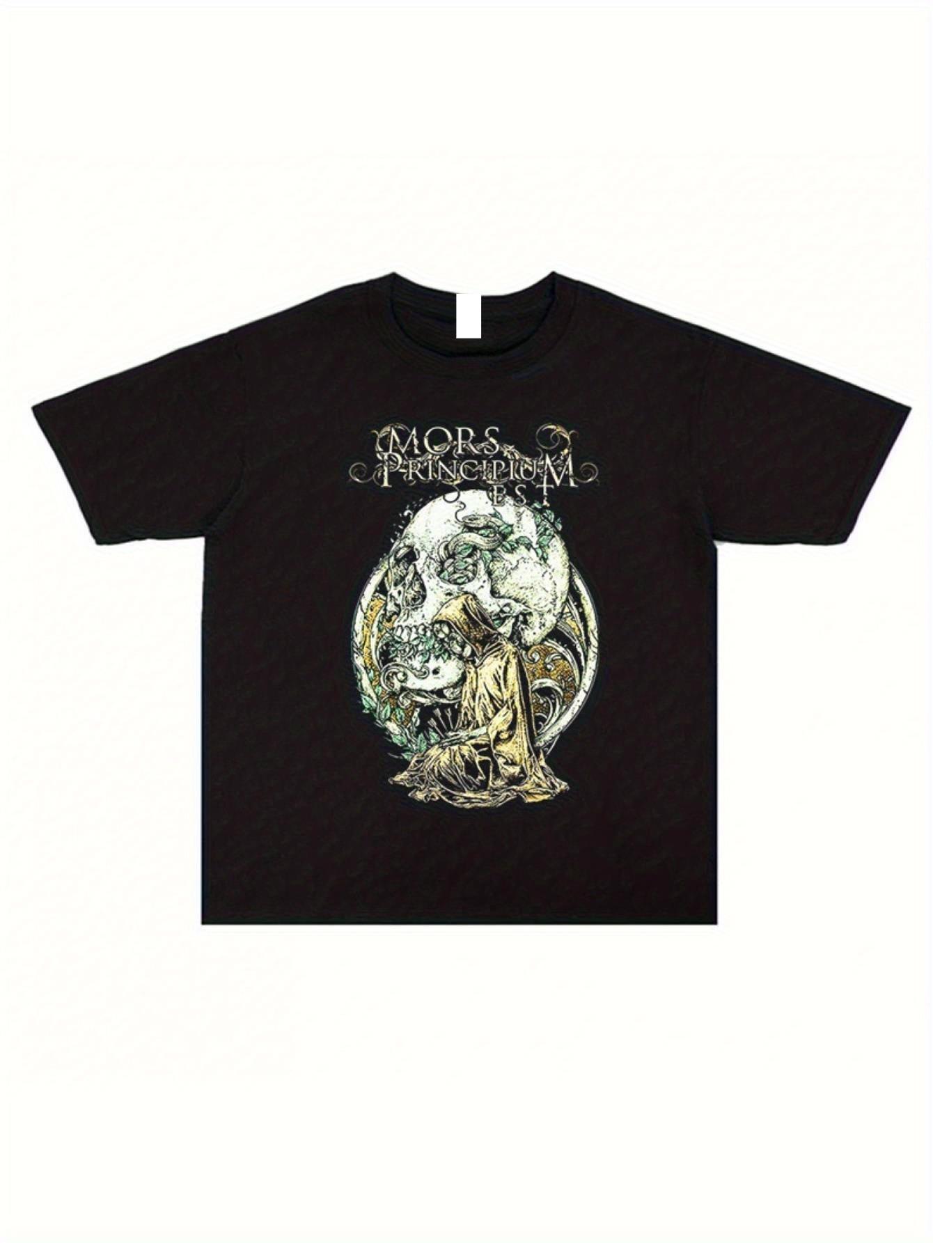 Mors Principium Est Death Metal Band T-Shirt for Both Genders - Black Gothic Design Tee Featuring Medallion Art XXL