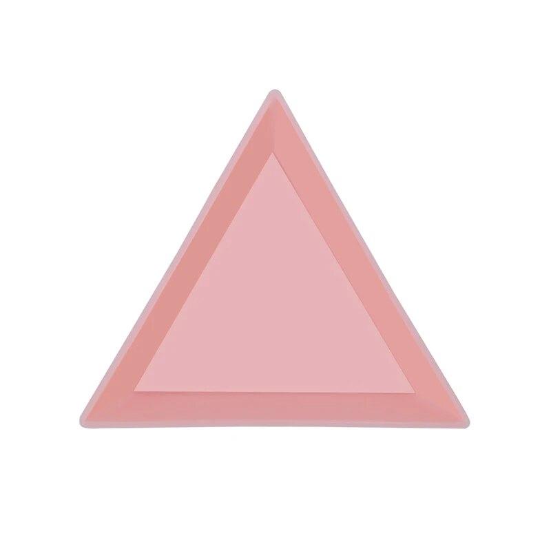 5Pcs Kunststoff Dreieckige Tablett für Nagel Strass Diamant Rosa Lagerung Box Platte DIY Nail art Maniküre Zubehör Werkzeuge