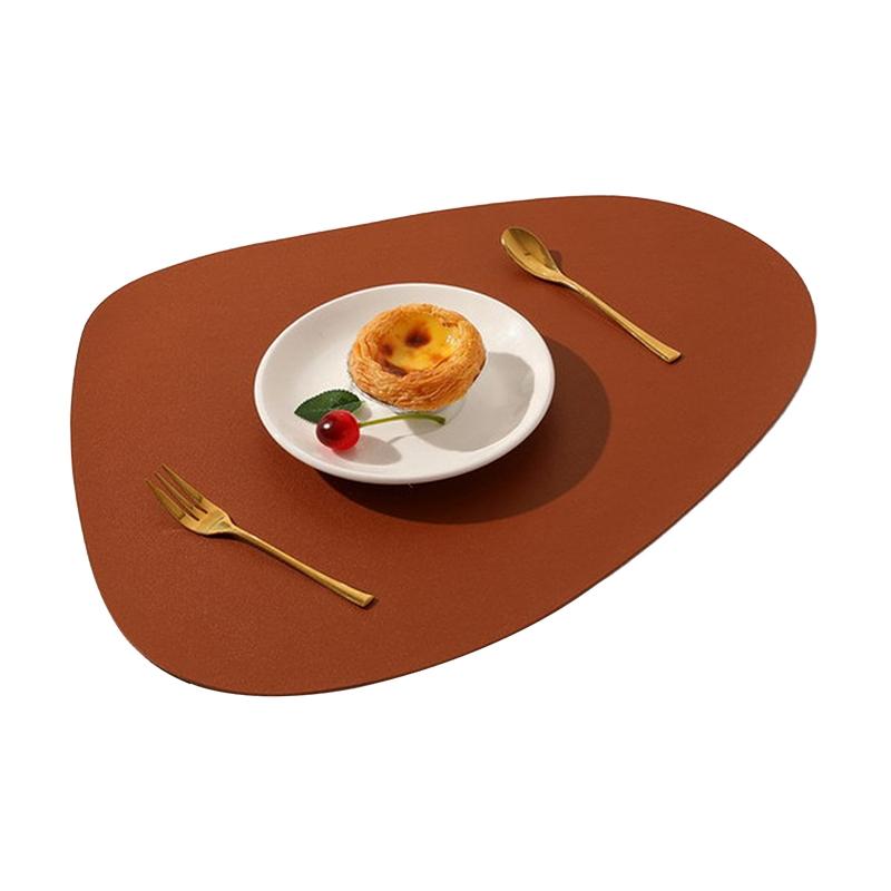 Irregular Shape PU Leather Placemats Set Oil-Proof Waterproof Dual-Sided Place Mats For Kitchen Bistro Tables Bars Coffee Shops