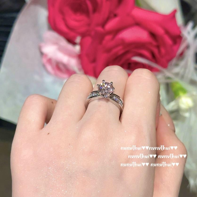 Papalacha Pink Crown Jewel Ring, Eight Hearts And Eight Arrows, 18K Gold-Plated Grand Carat 6-Claw Zircon Wedding Ring