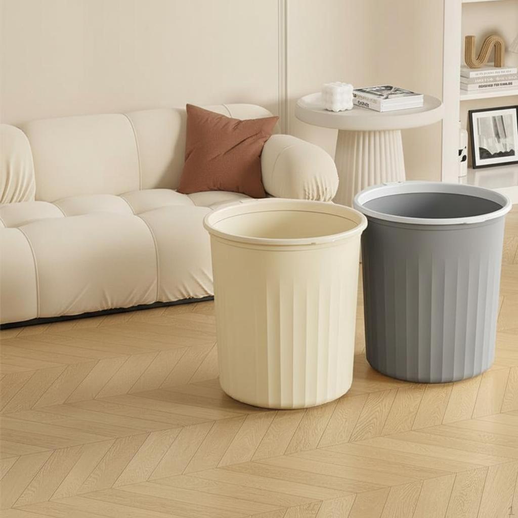 Large Trash Can, Waste Bin, SpaceSaving, Kitchen, Bathroom, Bedroom M Pearl White 1P