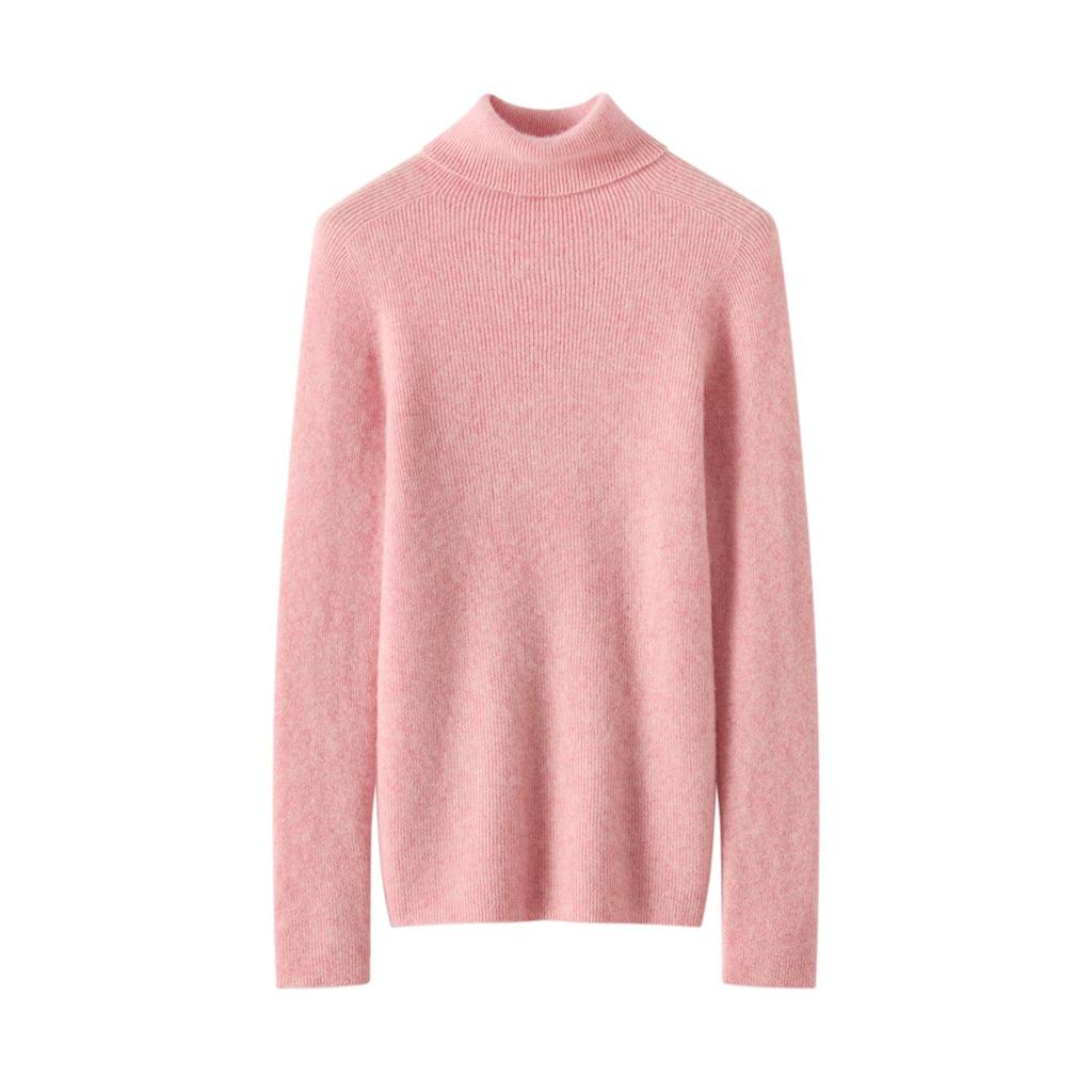 Elegant Women's High Neck Pure Cashmere Slimming Knitwear, Autumn & Winter Long Sleeve Base Layer