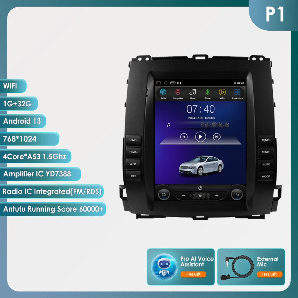 

OSSURET Android Car Radio для Toyota Land Cruiser Prado 120 2002-2009 Lexus GX470 Мультимедиа Вертикальный Экран Carplay Интеллектуальный Android Auto Player P1 4Core 1G 32G AI