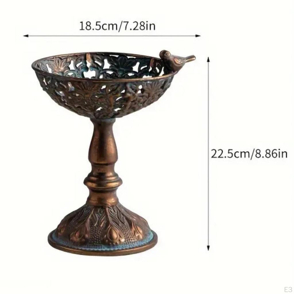 Pedestal Fruit Tray Antique Bronze Bowl with Ornate Decorative Holder Bird for