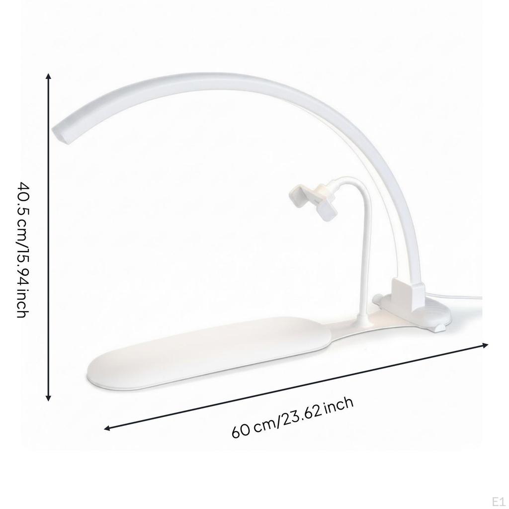 Arched Manicure Light with Phone Holder Curved Half-Overhead Detailing Lamp