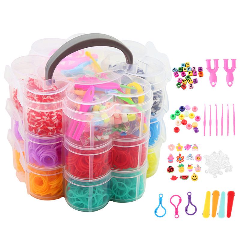 

Three-Layer Four-Leaf Clover Rainbow Rubber Band Bracelet DIY Set (3000 Pieces)