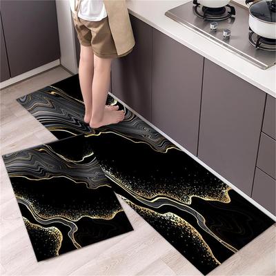 Waterproof Oilproof Kitchen Mat Printed Antislip Soft Floor Mat for Bedroom Living Room Doormat Kitchen Rug Polyester