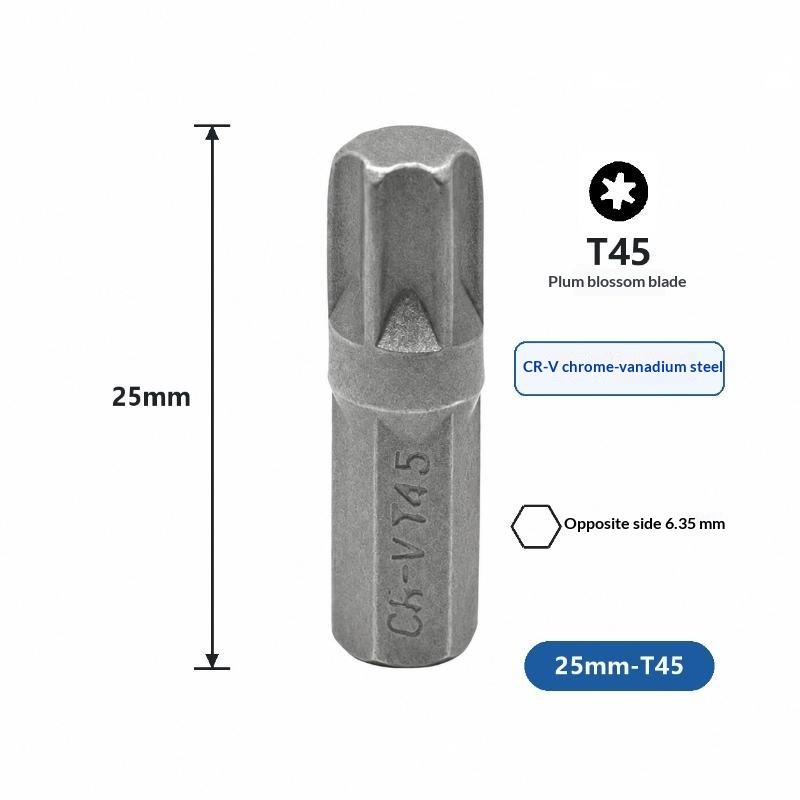 5Pcs Torx Screwdriver Bit 1/4" Hex Shank T8/T9/T10/T15/T20/T25/T27/T30/T35/T40/T45 Head 1" Length 6 Point Security Drill Bits