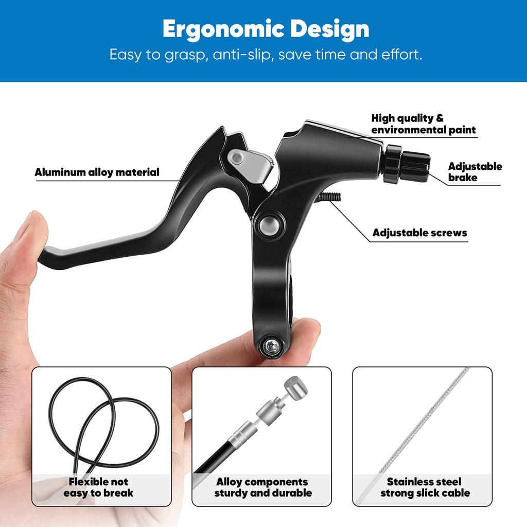 V-Type Bike Brake Set, Complete Universal Bike Front and Rear MTB Brake, Bicycle Brakes, Inner and Outer Cables, Include Brakes