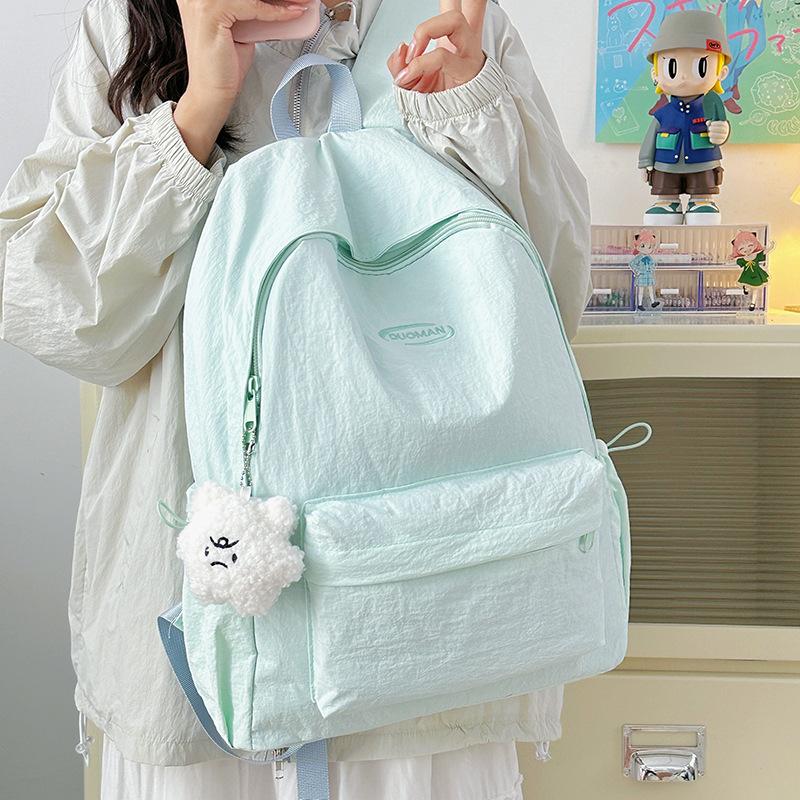 Schoolbag small fresh solid color schoolbag female college student versatile backpack high value travel simple lightweight research small backpack
