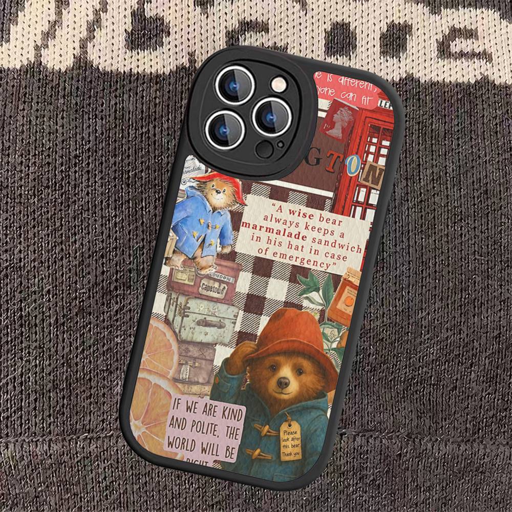 

P-Paddington Bear Phone Case For IPhone 15 14 13 12 11 16 Pro Max Plus Leather Soft Cover iPhone 14