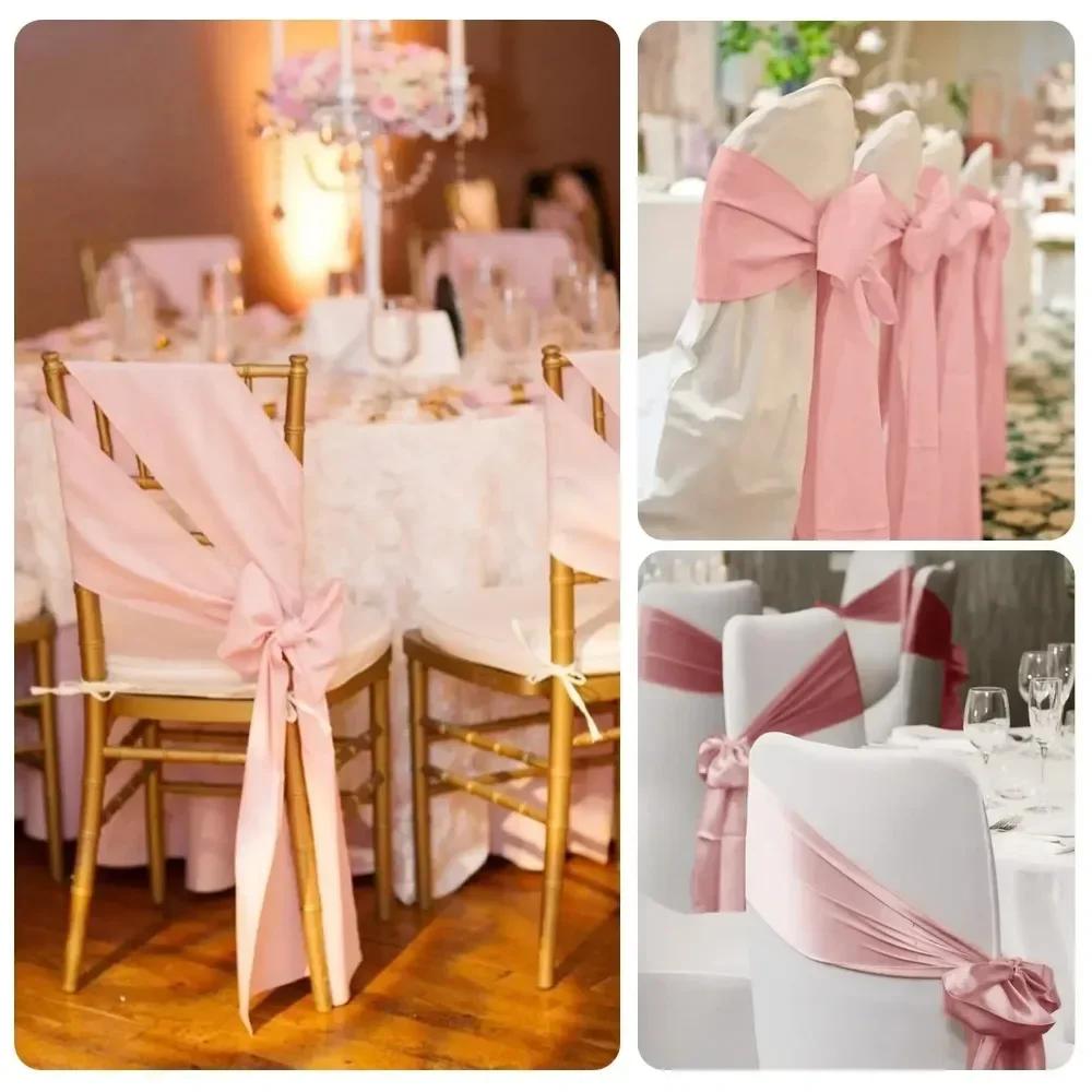 Wedding Decoration Satin Chair Sash Colour Design Bow Tie Birthday Party Festival Hotel Show Shiny Look Luxury Dining Room