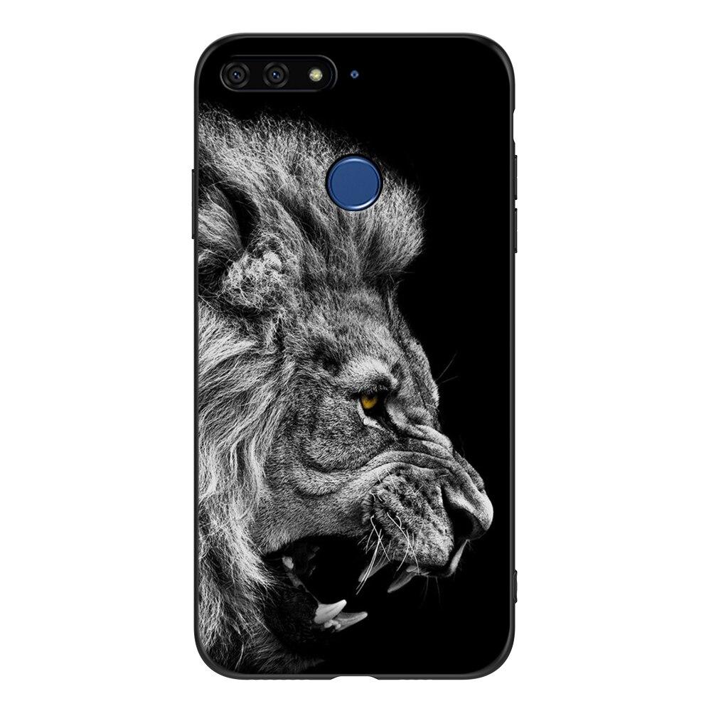 For Honor 7C 5.7 Inch Case Soft Back Cover Phone Case For Huawei Honor 7c Aum-L41 Silicon Black Tpu Case Lion Wolf Tiger Dragon