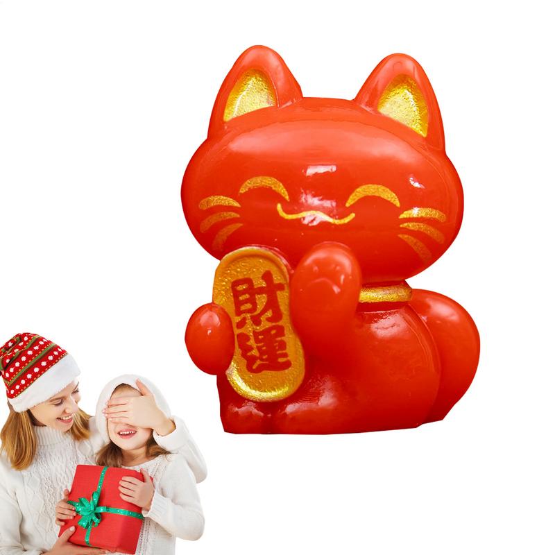 Lucky Feng Shui Cat Maneki Neko Fortune Cat Figurine Collectible Fortune Decor Ornaments Lucky Cat Mini Figure Collection Maneki