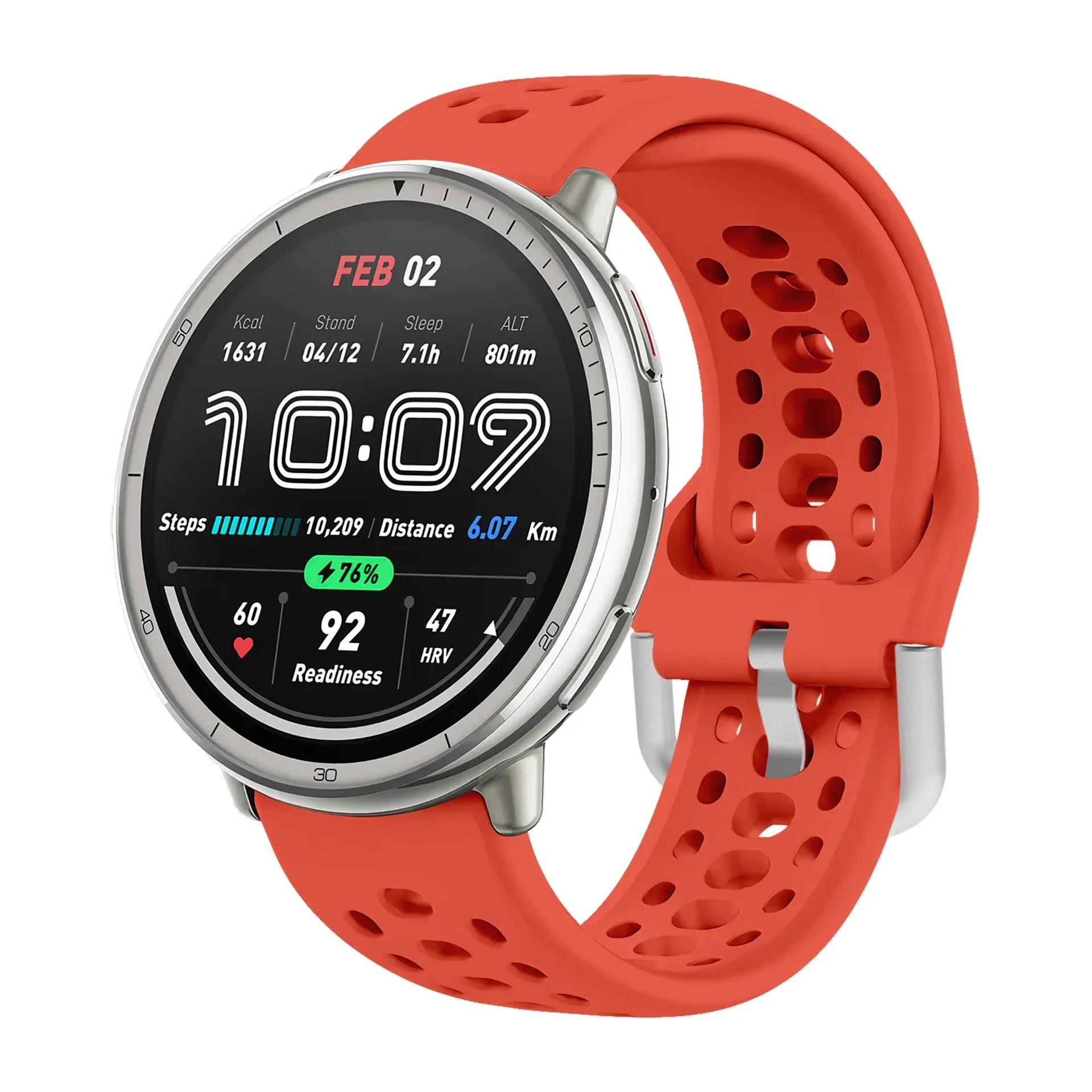 

Силиконовый ремешок 20 мм для Amazfit Active 2 Официальный сменный ремешок для Amazfit GTS 4 mini 3/Samsung Galaxy Watch 7 6 5 Amazfit Active 2 красный