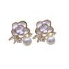 Zhuji Pearl French Classic Camellia Freshwater Pearl Stud Earrings Fashion High-End Women's Jewelry.