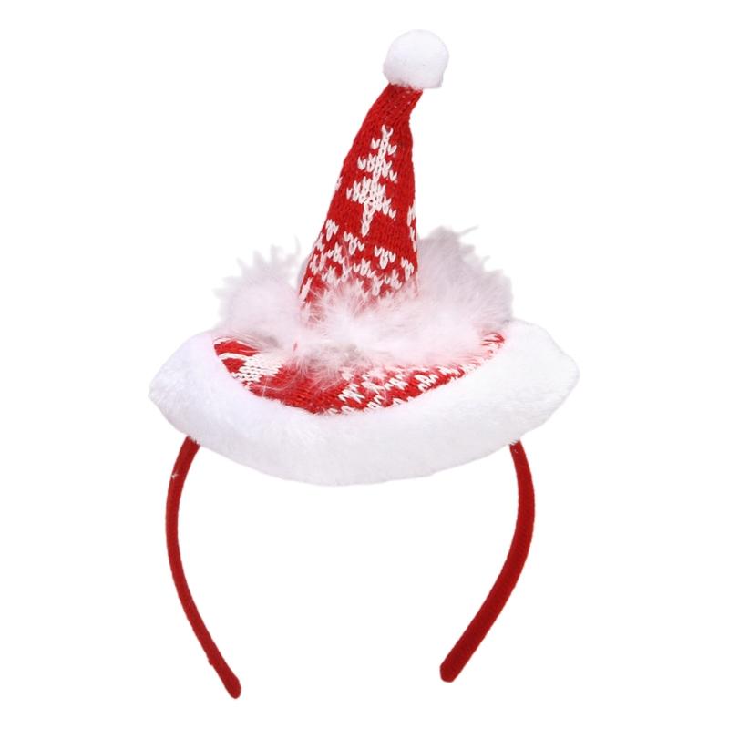 Feather Xmas Hat Headbands Christmas Hat Hair Band for Creative Santa Hat Hair Hoop Novelty Photo Props Party Supplies