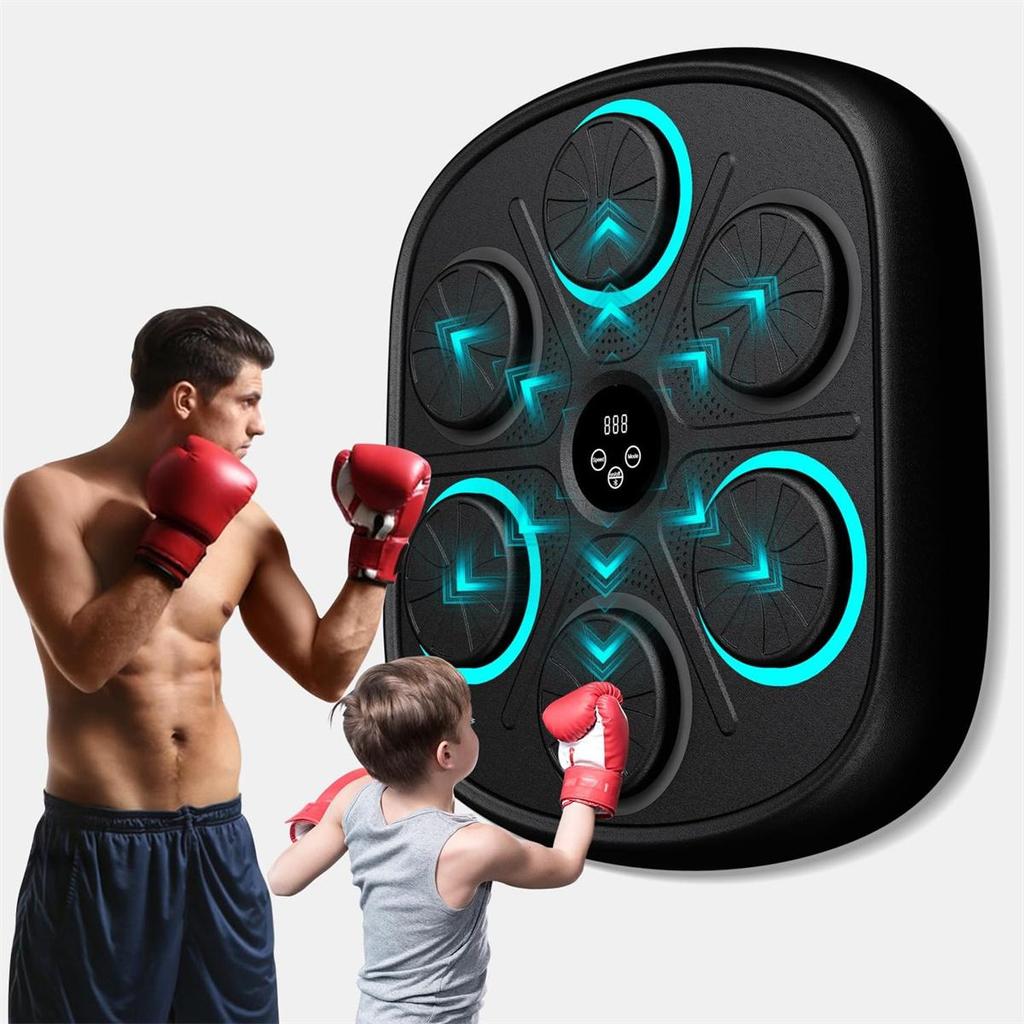Machine De Boxe Musicale Bluetooth – Avec Gants, écran LED, 3 Vitesses, Fixation Ventouse/mousse, Pour Fitness à La Maison, Gym
