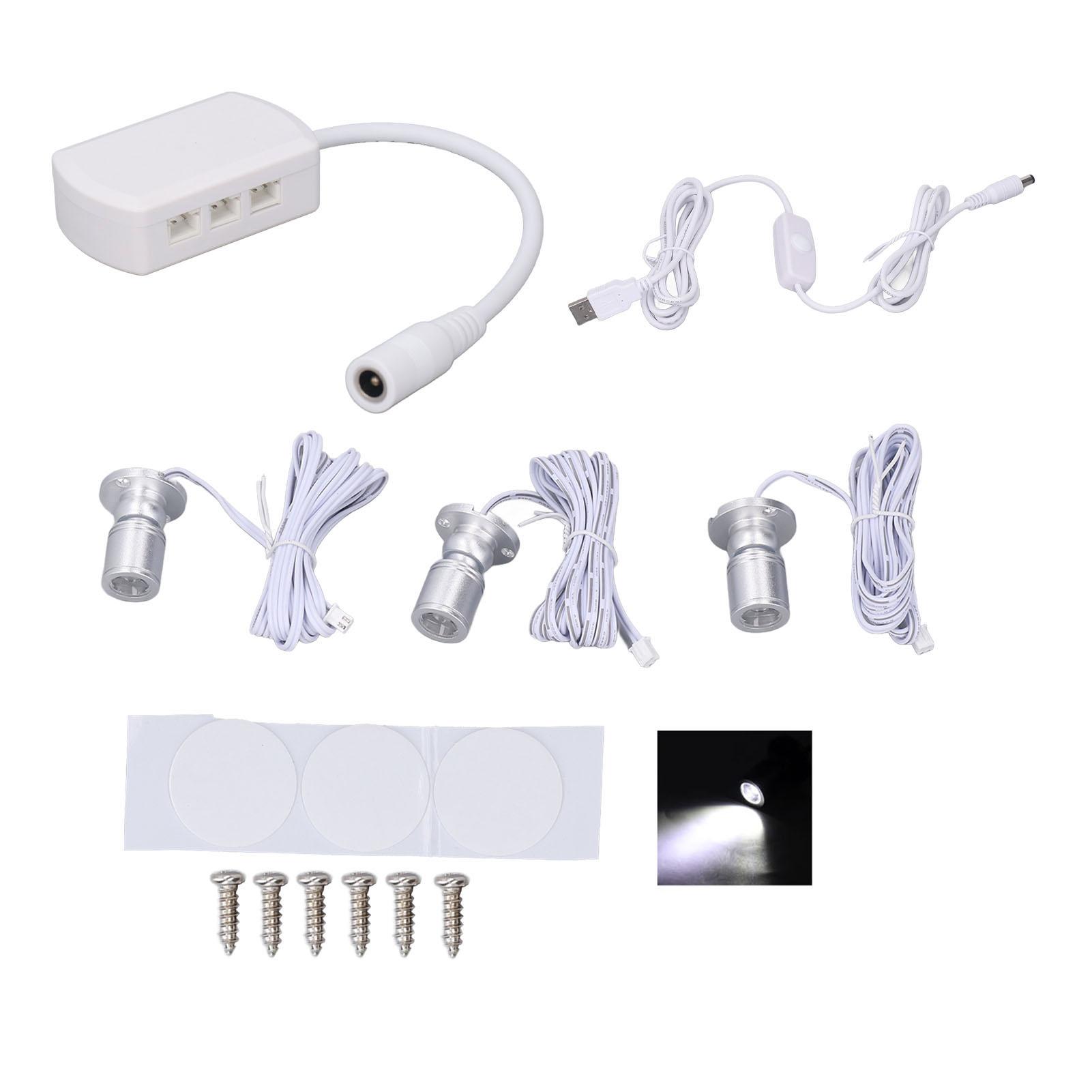 

Мини светодиодные точечные светильники 5 В USB витринный светильник 1-3 с регулируемой яркостью небольшой шкафчик для ювелирных изделий серебряный