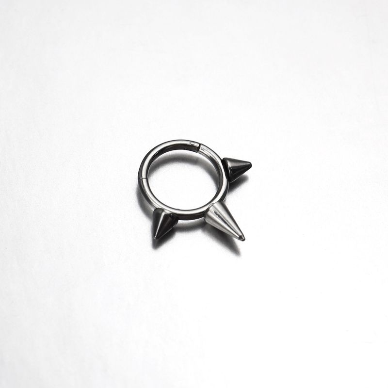 

Shinma Rivet Pointed Cone Snap-on Nose Septum Nose Ring Earrings Ear Bone Ring European and American Punk Piercing Jewelry Steel Color, Rod Thickness 1.2mm, Rod Spacing 8mm