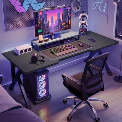 Escritorio Gaming con Patas de Acero en Forma de X – Mesa de Ordenador Robusta y Ergonómica, Orificios para Gestión de Cables para Oficina en Casa y Configuración de PC