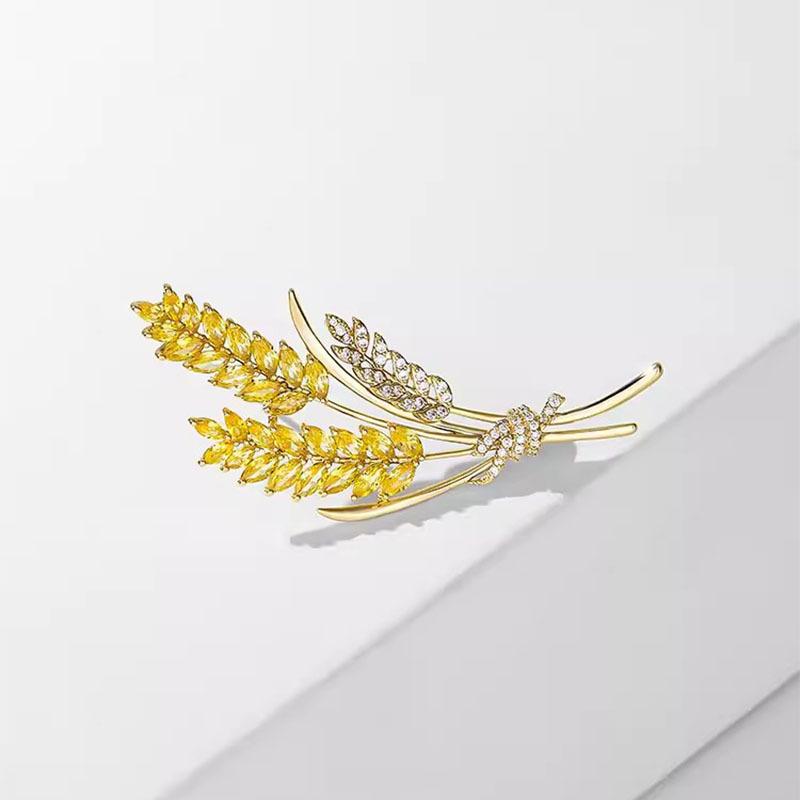 Delicate Wheat Ear Brooch High-End Women'S Light Luxury Niche High-End Design Corsage Temperament Coat Pin Accessories